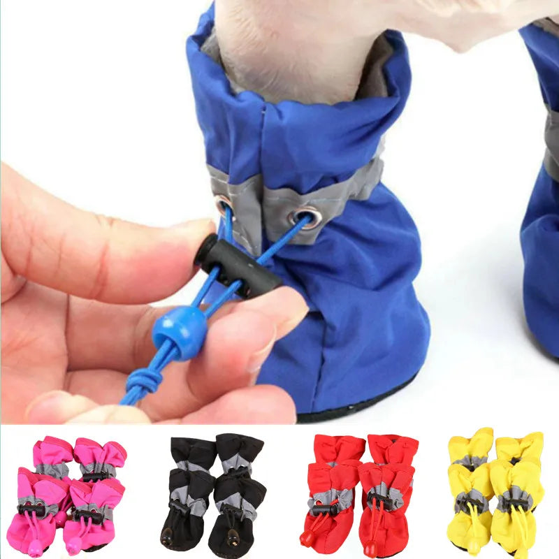 Conjunto com 4 BOTAS Impermeáveis para Cães, Calçados Antiderrapantes para Gatos e Cães Pequenos, Acessórios para Patas de Animais de Estimação