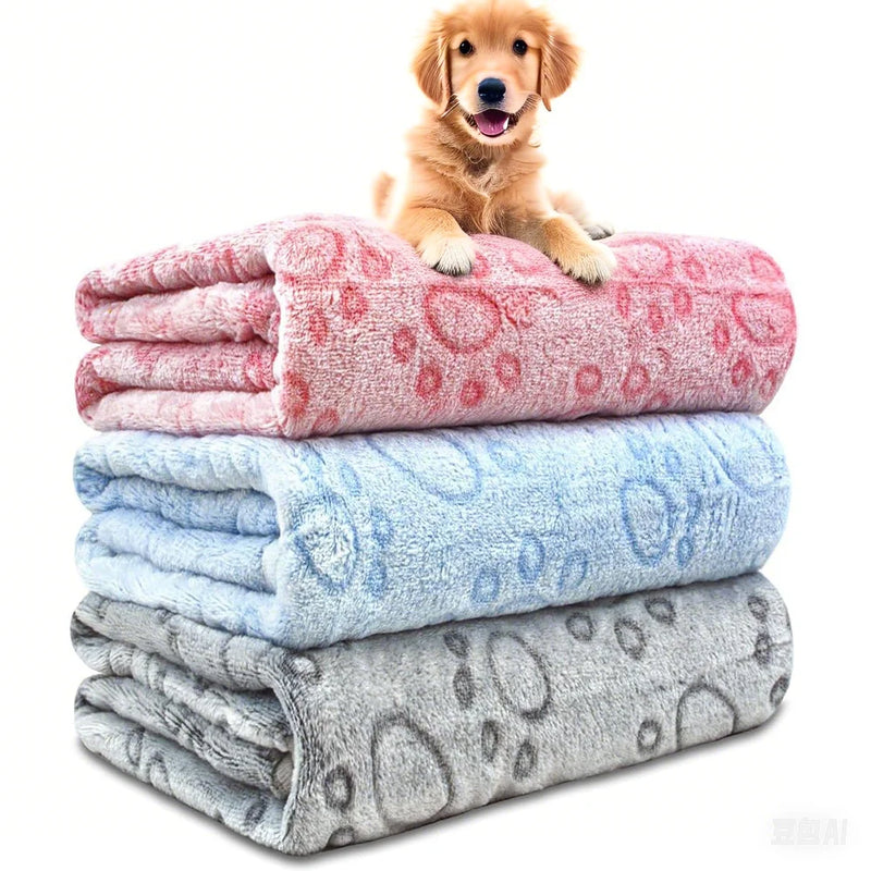 1pc cobertores ultra-macias para cães com estampa de pata-lavável à máquina, almofadas de travesseiro para animais de estimação aconchegantes para uso interno e externo-ideal para pequenos para la